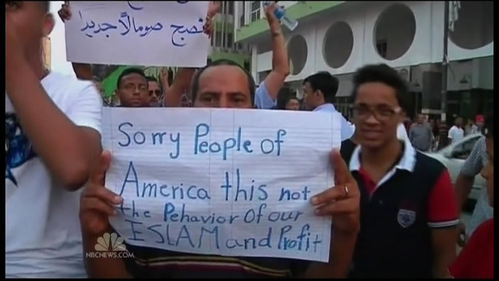 Libyan counter protest in support of U.S.