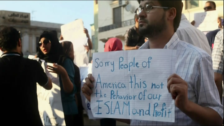 Libyan counter protest in support of U.S.